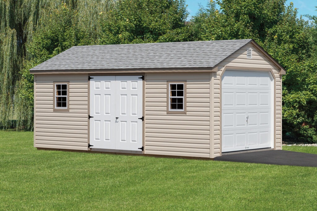 12x20 traditional garage with double doors