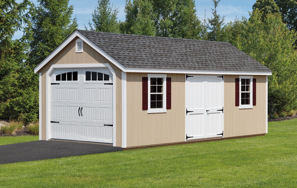 single car garage with double shed doors