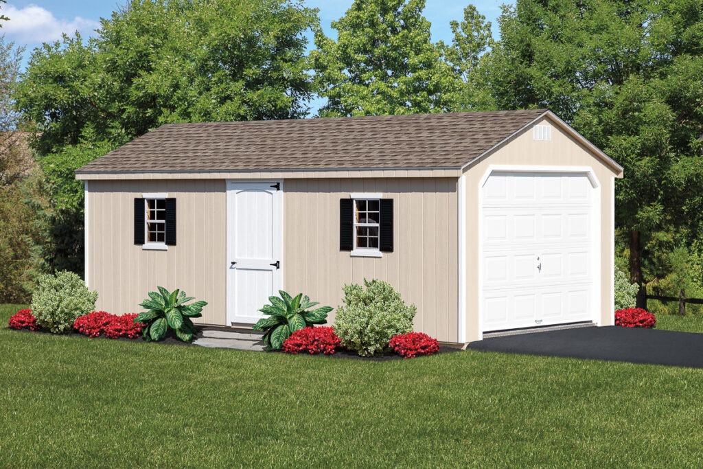 traditional shed and garage