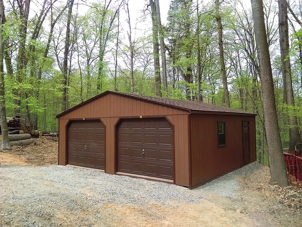 brown two car one story garage