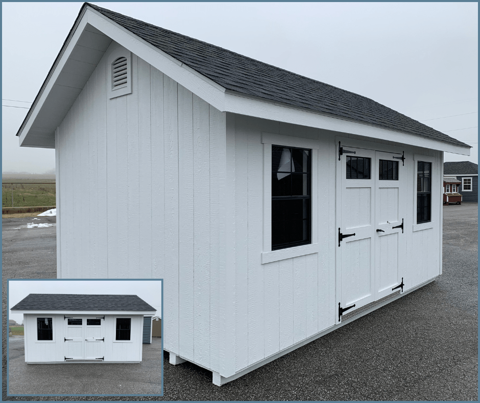 10x16 tool shed white with black windows wholesale available now