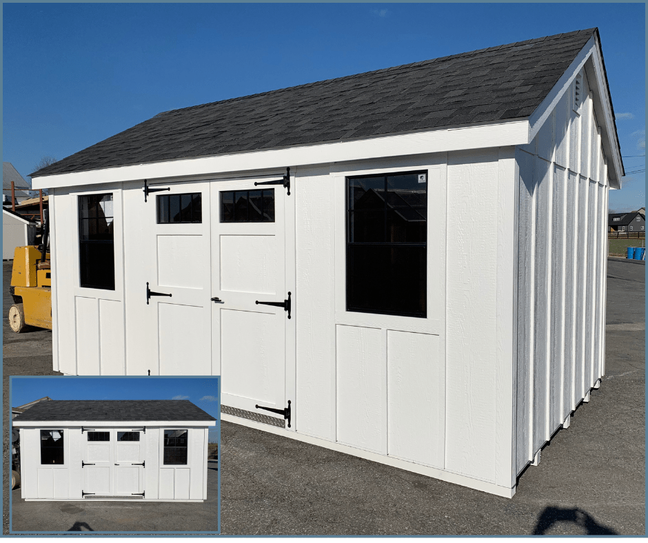 wholesale 10x16 white shed with black windows available now