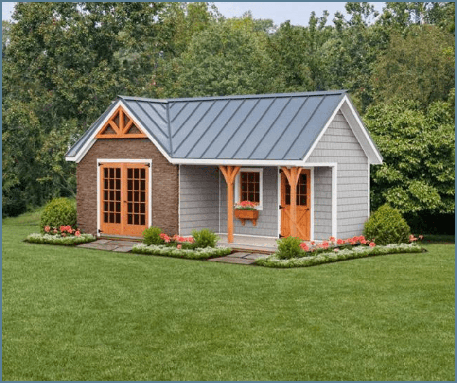 she shed, playhouse, garden shed with porch 12x24 wholesale shed available now